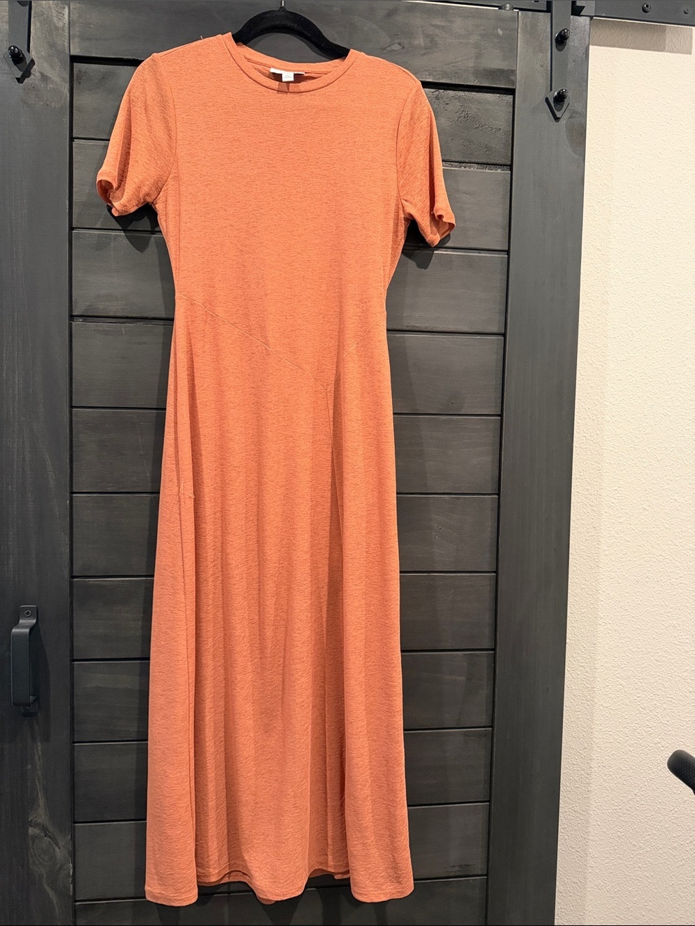 TOPSHOP Women's Crew Neck Short Sleeve Maxi Dress - Peach Orange
